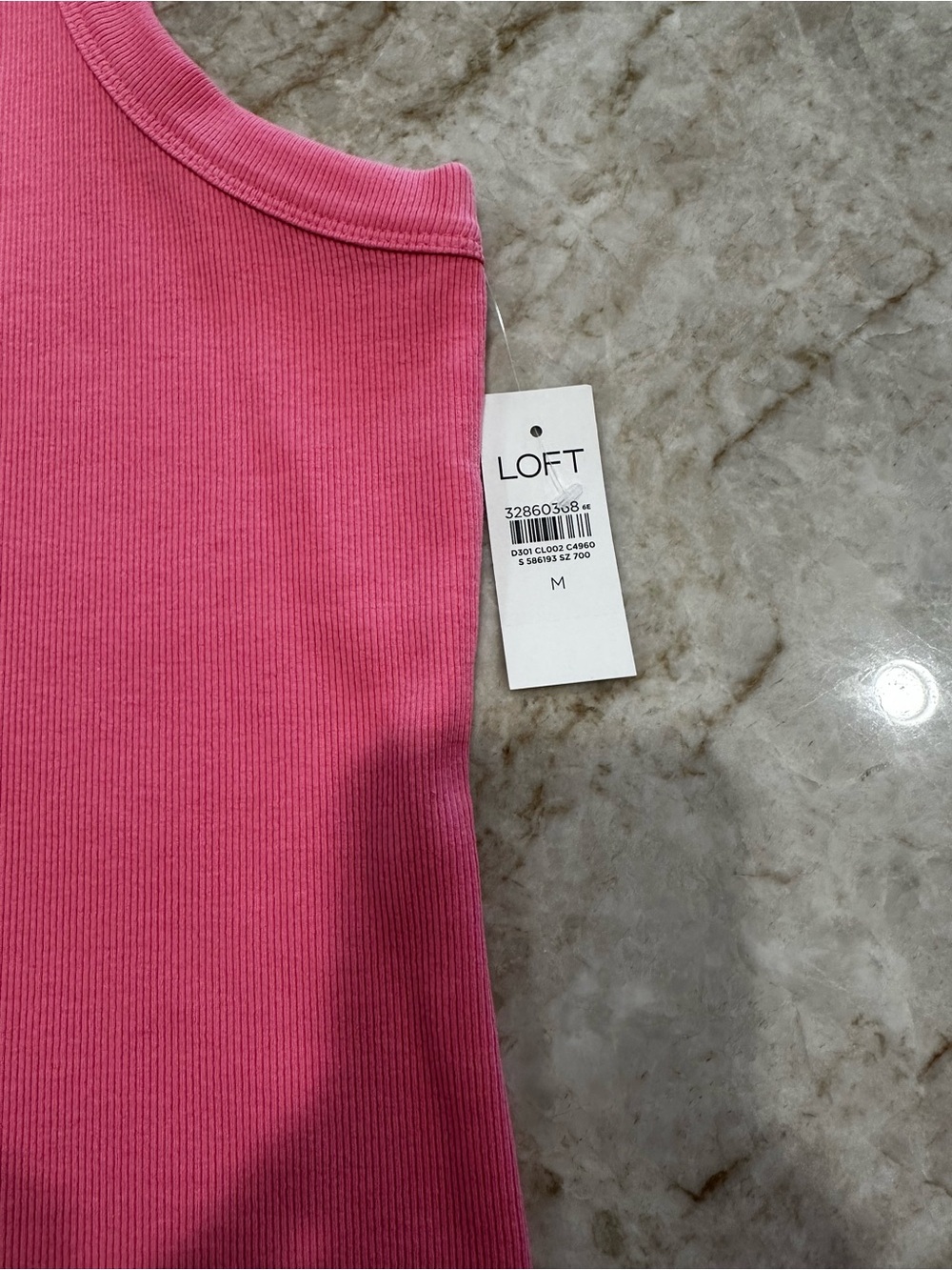 LOFT Women’s' Pink Ribbed Tank Top - Picture 3 of 3